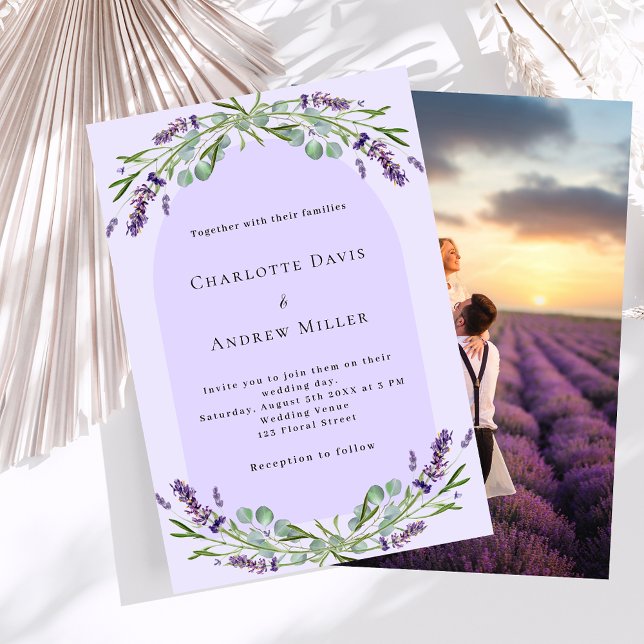 Convite Arco de foto floral de lavanda para casamento (Criador carregado)