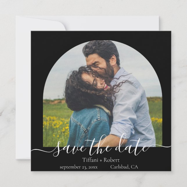 Convite Arco de Foto Moderno para Save the Date (Frente)