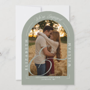 Convite Arco de Foto Verde Sage Caligrafia Festa de Compro