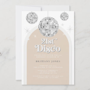 Convite Arco de glitter do 21º Silver Retro Disco