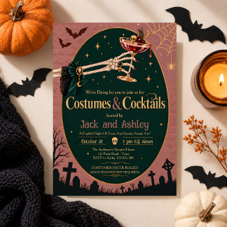 Convite Arco de Halloween de fantasias góticas e coquetéis