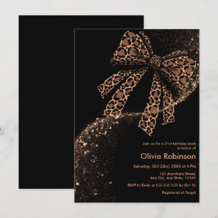 Convite Arco de Impressão de Leopardo Brilho Dourado Preto