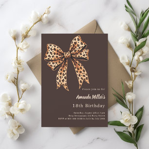 Convite Arco de impressão leopardo, aniversário castanho