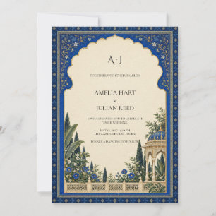 Convite Arco de Jardim Azul Real Botânico Casamento