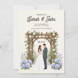 Convite Arco de Jardim Casal Aquarela Hortênsia