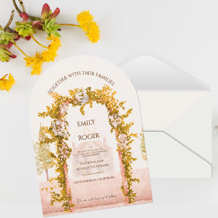 Convite Arco de Jardim em Aquarela Elegante para Casamento