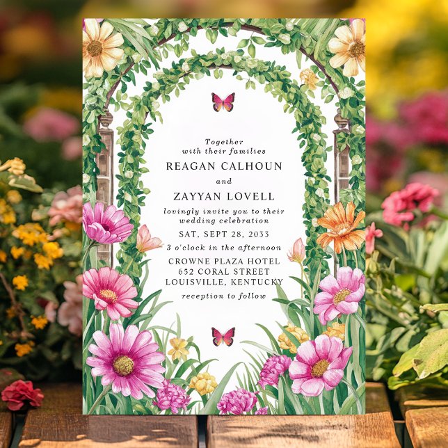 Convite Arco de Jardim Floral e Casamento de Borboleta (Criador carregado)