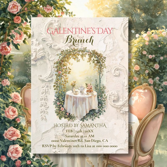 Convite Arco de Jardim Rococó Iluminado pelo Sol Galentine (Criador carregado)