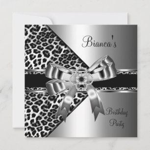 Convite Arco de Joia de Diamante Leopardo Branco Preto Pra