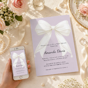 Convite Arco de lavanda rosa marfim Baby Shower