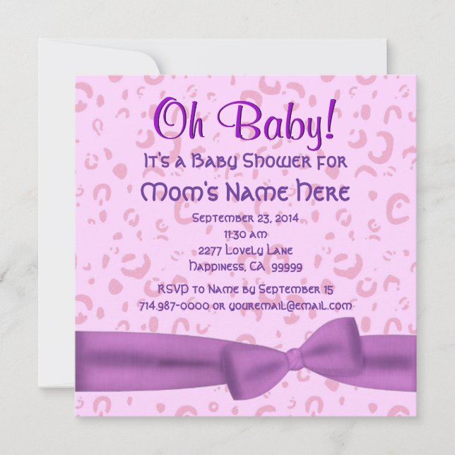 Convite Arco de Leopard Faux  Chá de Baby Girl (Frente)