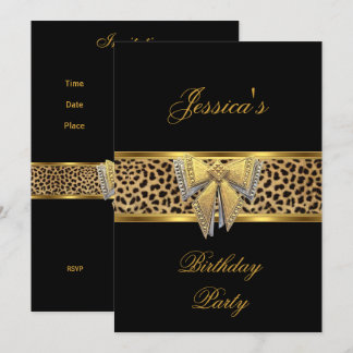 Convite Arco de leopardo preto dourado Elegante Chique Ani