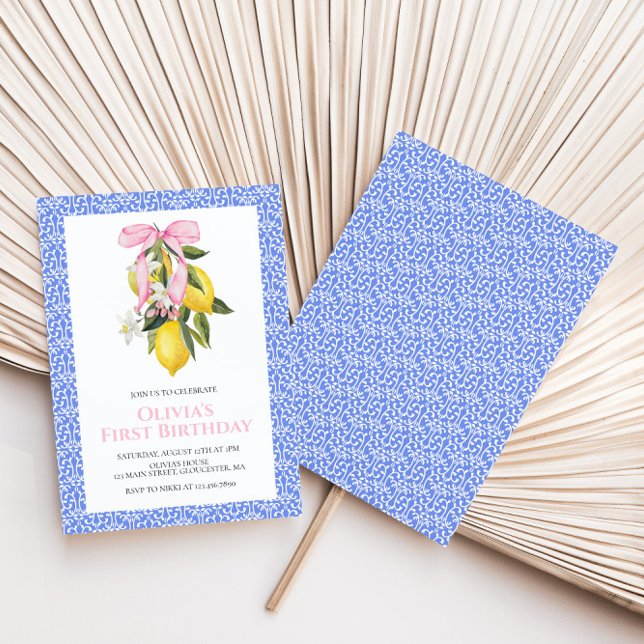 Convite Arco de limão rosa, pré-disquete, aniversário da C (Criador carregado)