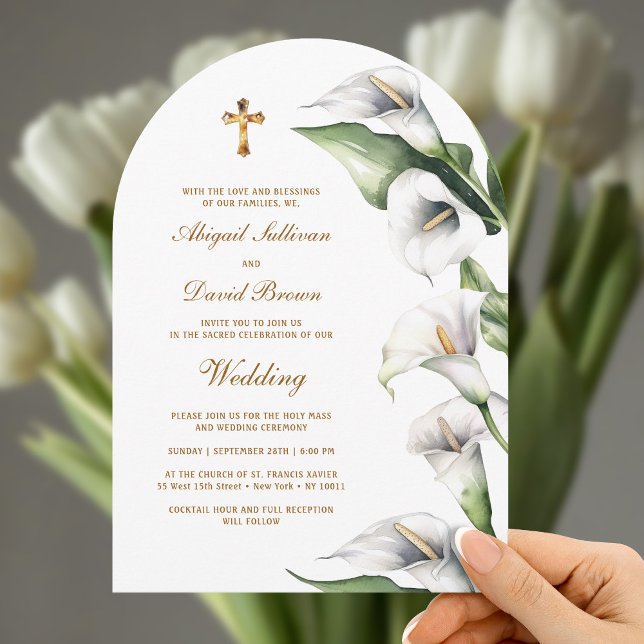 Convite Arco de Lírios Calla Casamento Religioso (Criador carregado)