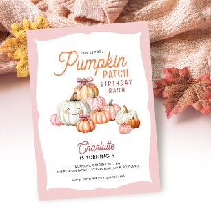 Convite Arco de Menina no Patch de Abóbora Aniversário