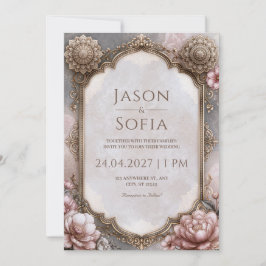 Convite Arco de Moldura Mandala Rosa Casamento