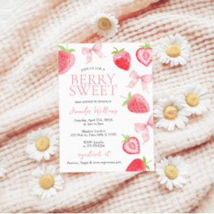 Convite Arco de morango rosa Berry Sweet Baby Girl Chá
