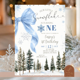 Convite Arco de Natal Azul Caprichoso de Floco de Neve Ani