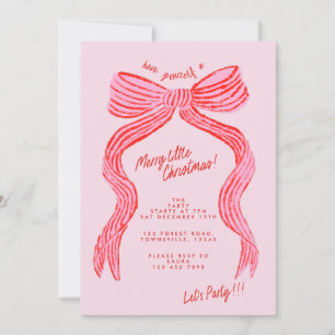 Convite Arco de Natal Desenhado à Mão Rosa e Vermelho Fest