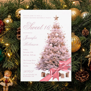 Convite Arco de Natal em Rosa Dourado para Doce 16 Anivers