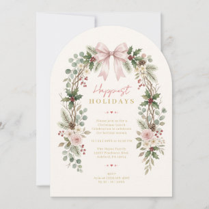 Convite Arco de Natal Floral Rosa Coquette TMF26