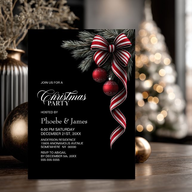 Convite Arco de Natal Listrado de Vermelho e Branco Festa  (Criador carregado)
