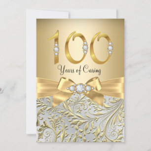 Convite Arco de Ouro Elegante Diamante 100º Aniversário