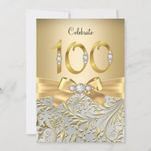 Convite Arco de Ouro Elegante Diamante 100º Aniversário