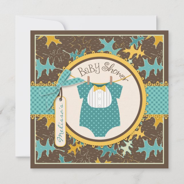 Convite Arco de outono e outono deixa Chá de fraldas (Frente)