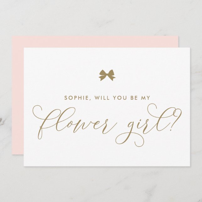 Convite Arco de Paris Dourado Você Será Minha Menina de Fl (Frente/Verso)