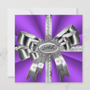 Convite Arco de Prata Roxo 30ª Gemas Pretas Brancas