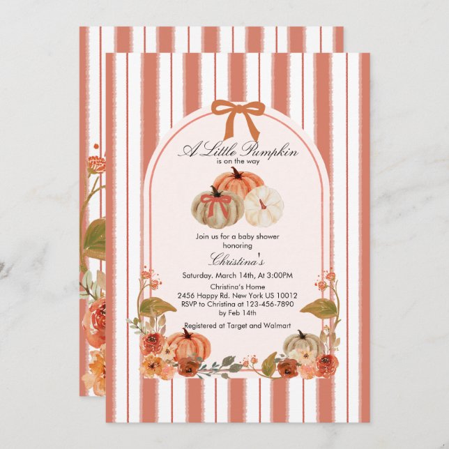 Convite Arco de queda Boho Pumpkin Babyshower (Frente/Verso)