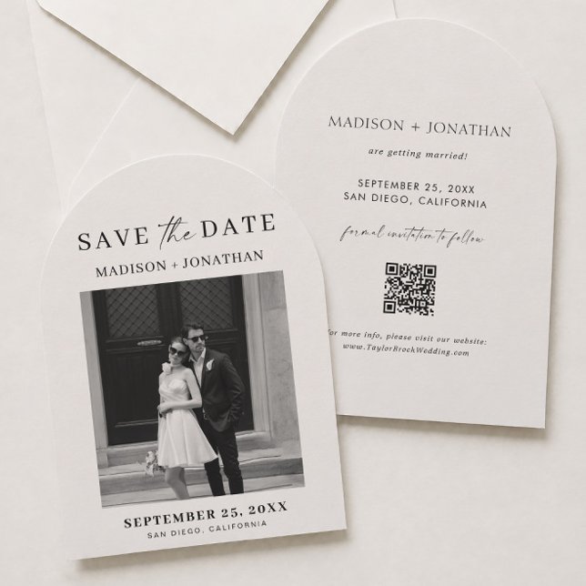 Convite Arco de Save the Date de Casamento Black & Ivory O (Criador carregado)