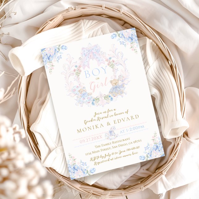 Convite Arco de Urso de Teddy ou Revelação de Gênero de Me (Criador carregado)