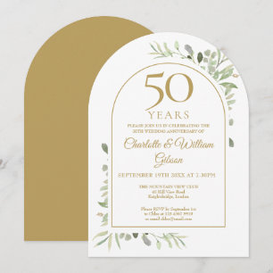 Convite Arco de Verdura para Bodas de Ouro 50 Anos