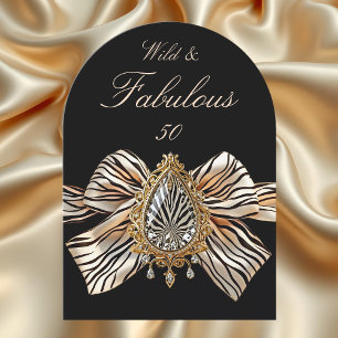 Convite Arco de Zebra Dourado Joia Selvagem Fabuloso Anive