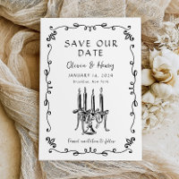 Arco Desenhado à Mão Branca Candelabra Salvar Data