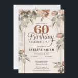 Convite Arco do Boho vintage terra cores flores sage<br><div class="desc">Apresentando nosso belo Boho Arch Vintage Terracotta Rosa Sage Green deixa 60º Convite de aniversário! Este convite mostra uma combinação espantosa de encanto boêmico e elegância vintage. A fonte ousada usada no design adiciona um toque de sofisticação, enquanto a arca-do-boho e as rosas e flores de vintage criam um ambiente...</div>