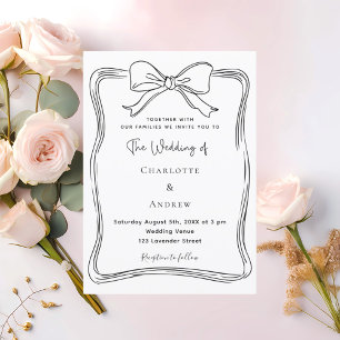 Convite Arco doodle preto branco casamento
