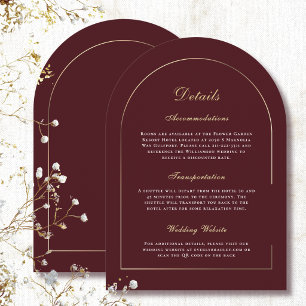 Convite Arco Dourado Casamento Elegante Vermelho Escuro Br