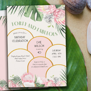 Convite Arco Dourado Protea Tropical e Palmeira 40º Aniver