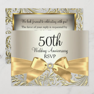 Convite Arco Dourado & Redemoinho Floral 50º Aniversário R