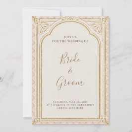 Convite Arco Dourado Rosa Bege Art Déco Gatsby Elegante An