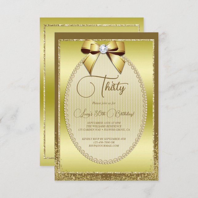 Convite Arco e relíquia Dourada elegante (Frente/Verso)