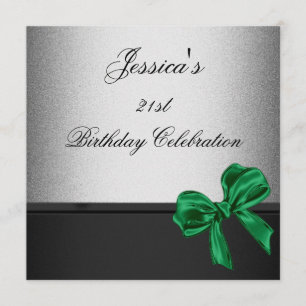 Convite Arco Elegante aniversário de 21 anos de Prata Neg
