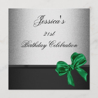 Convite Arco Elegante aniversário de 21 anos de Prata Negr