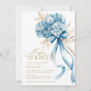 Convite Arco Elegante Blue Hydrangea Chá de fraldas