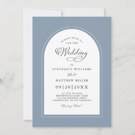 Convite Arco Elegante Caligrafia Moderna Casamento Azul Po