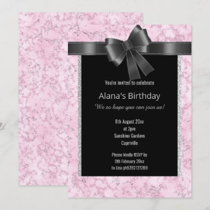 CONVITE ARCO ELEGANTE DE PINK SILVER PRETO