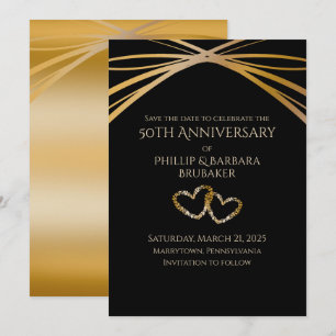 Convite Arco Elegante Dourado Aniversário de 50 Anos Salve